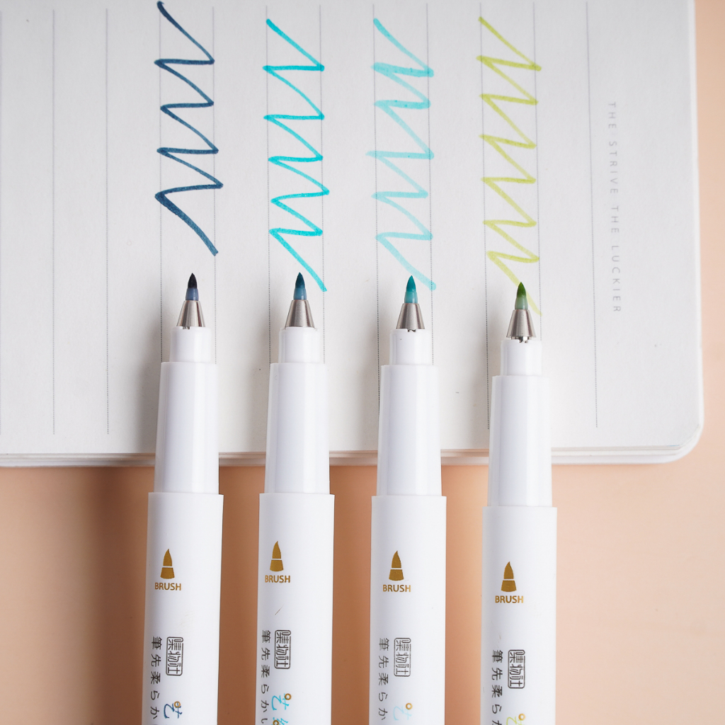 Set 4 Bút Art Brush Marker Lông Mềm Viết Calligraphy Màu Pastel Soft Brush Sign Pen Cho Học Sinh MR5006