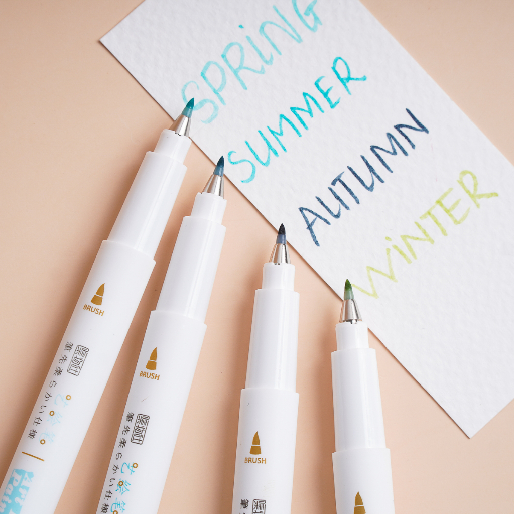 Set 4 Bút Art Brush Marker Lông Mềm Viết Calligraphy Màu Pastel Soft Brush Sign Pen Cho Học Sinh MR5006