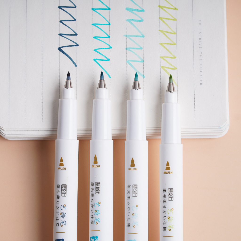 Set 4 Bút Art Brush Marker Lông Mềm Viết Calligraphy Màu Pastel Soft Brush Sign Pen Cho Học Sinh MR5006