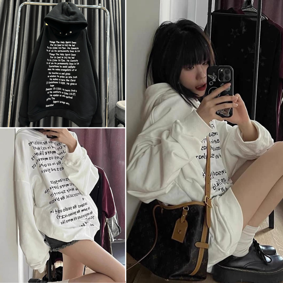 Áo hoodie unisex cúc bấm in chữ chất liệu nỉ ngoại, áo khoác có mũ nam nữ form rộng