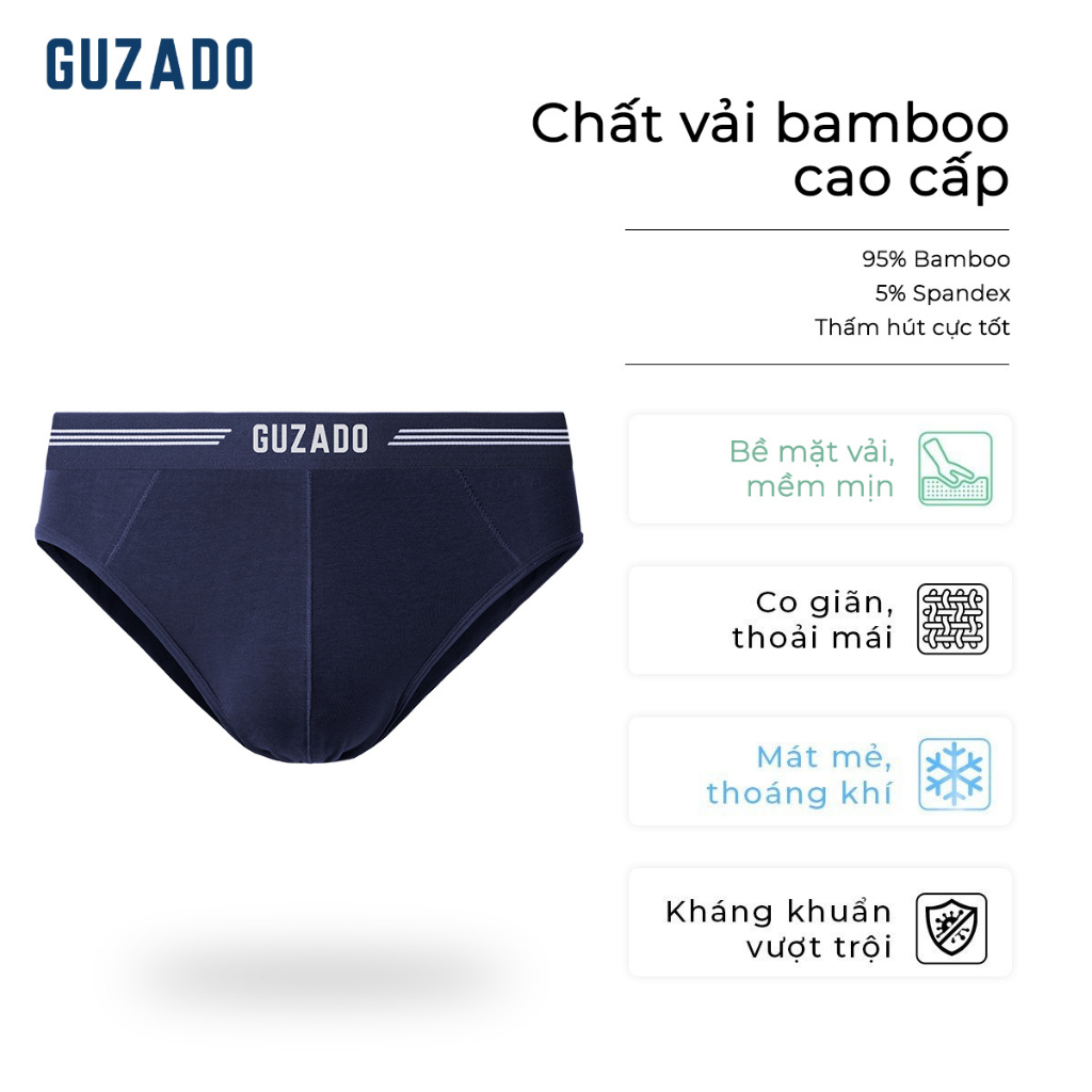 Quần lót nam Guzado Vải Cotton Bamboo Cao Cấp Kháng Khuẩn,Co Giãn Cực Tốt GBF02