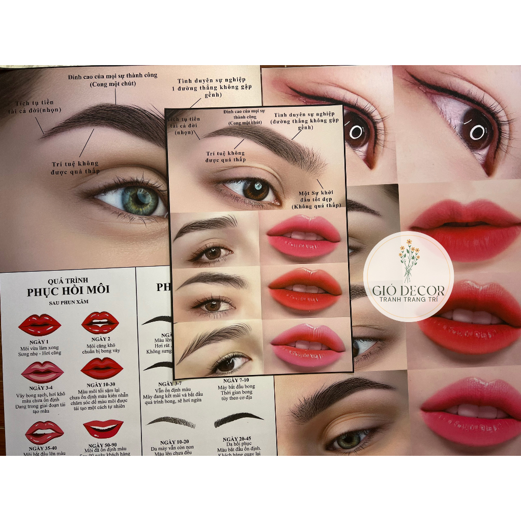 TRANH PHUN XĂM THẨM MỸ ĐIÊU KHẮC CHÂN MÀY- PHUN MÔI NHIỀU MẪU ĐẸP CHO SPA - TRANH DÁN TƯỜNG