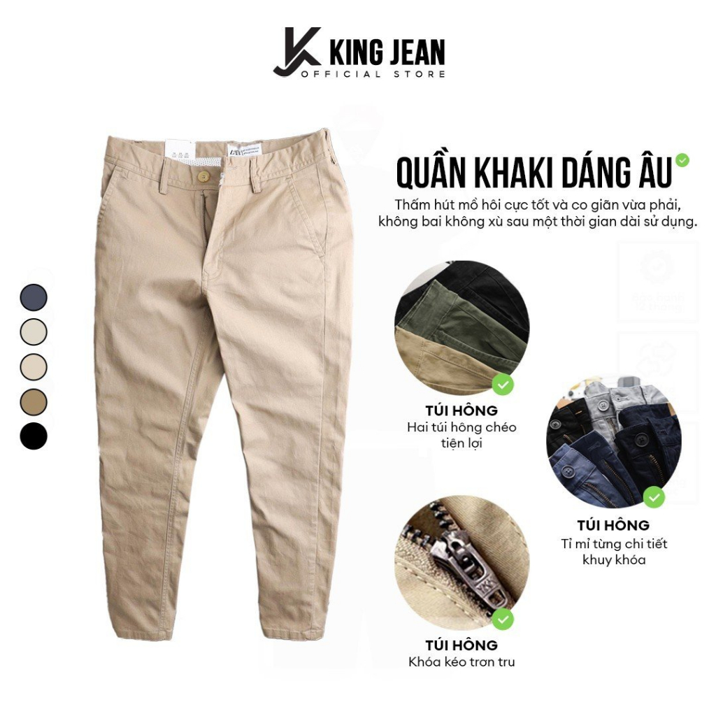 Quần kaki nam KingJeans Premium công sở cao cấp ống suông chất dày dặn co giãn tốt KJ-Vua Quần Jeans