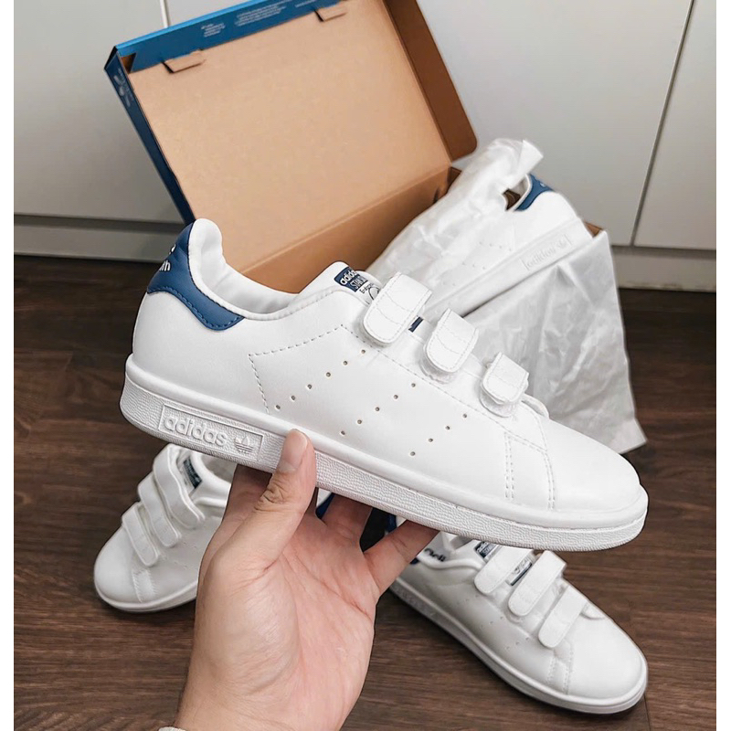 [ Hàng chính hãng] Giày Adidas Stan Smith gót navy đai dán Adidas Stan Smith Green Chất Liệu Da Cao Cấp