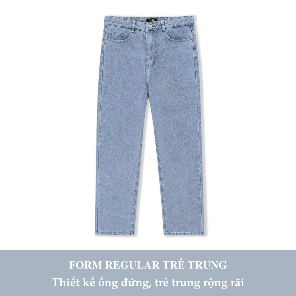 Quần Jean Nam H90 Dáng Suông Ống Rộng Unisex Chất Bò Không Co Giãn Cao Cấp Chống Nhăn Không Phai Màu HTRJ016