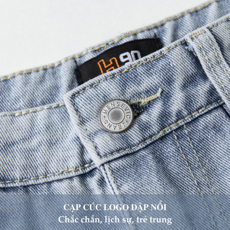 Quần Jean Nam H90 Dáng Suông Ống Rộng Unisex Chất Bò Không Co Giãn Cao Cấp Chống Nhăn Không Phai Màu HTRJ016