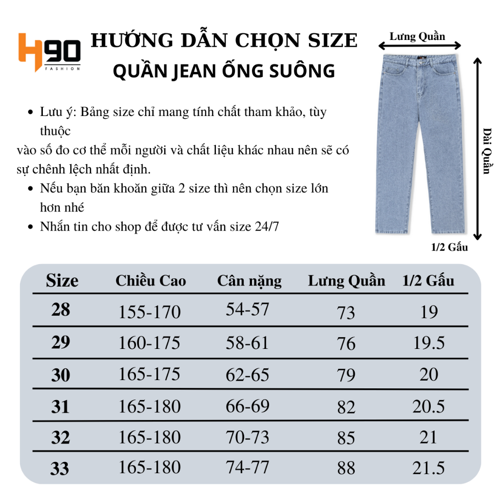 Quần Jean Nam H90 Dáng Suông Ống Rộng Unisex Chất Bò Không Co Giãn Cao Cấp Chống Nhăn Không Phai Màu HTRJ016