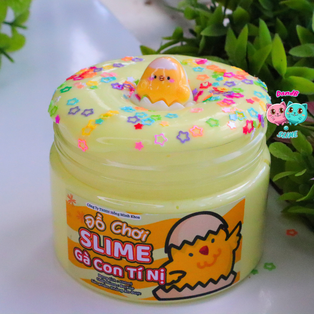 Gudetama Eggie/Slime Gà Con Tí Nị/ Slime Bơ Đặc,Bóng,Dẻo/ Kèm Cốm và Charm Gà Con