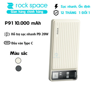 Pin sạc dự phòng kèm cáp sạc PD 20W Rockspace P91 Hỗ trợ sạc nhanh 10000mAh Hàng chính hãng - Bảo hành 12 tháng