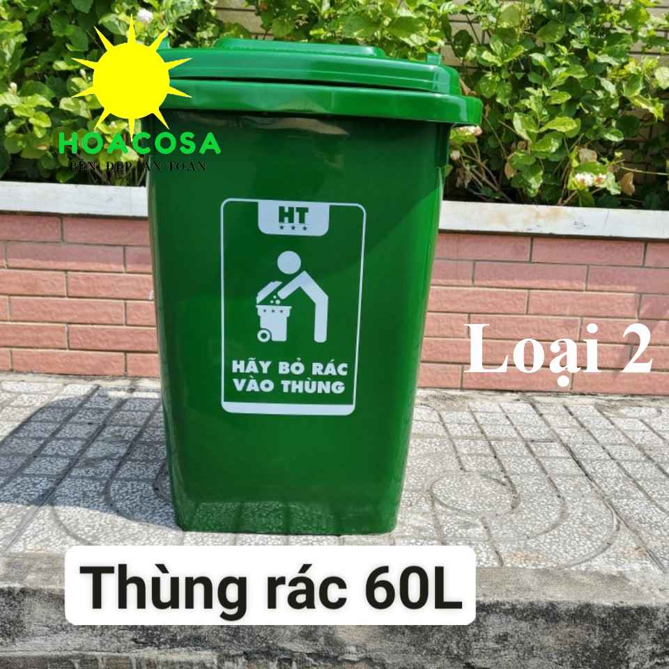 Thùng Rác Công Cộng 60L Loại 1/ Loại 2  Không Bánh Xe Nhựa Hiệp Thành Cứng Cáp, Bền Lâu, Tiện Dụng- Đồ Gia Dụng Hoacosa