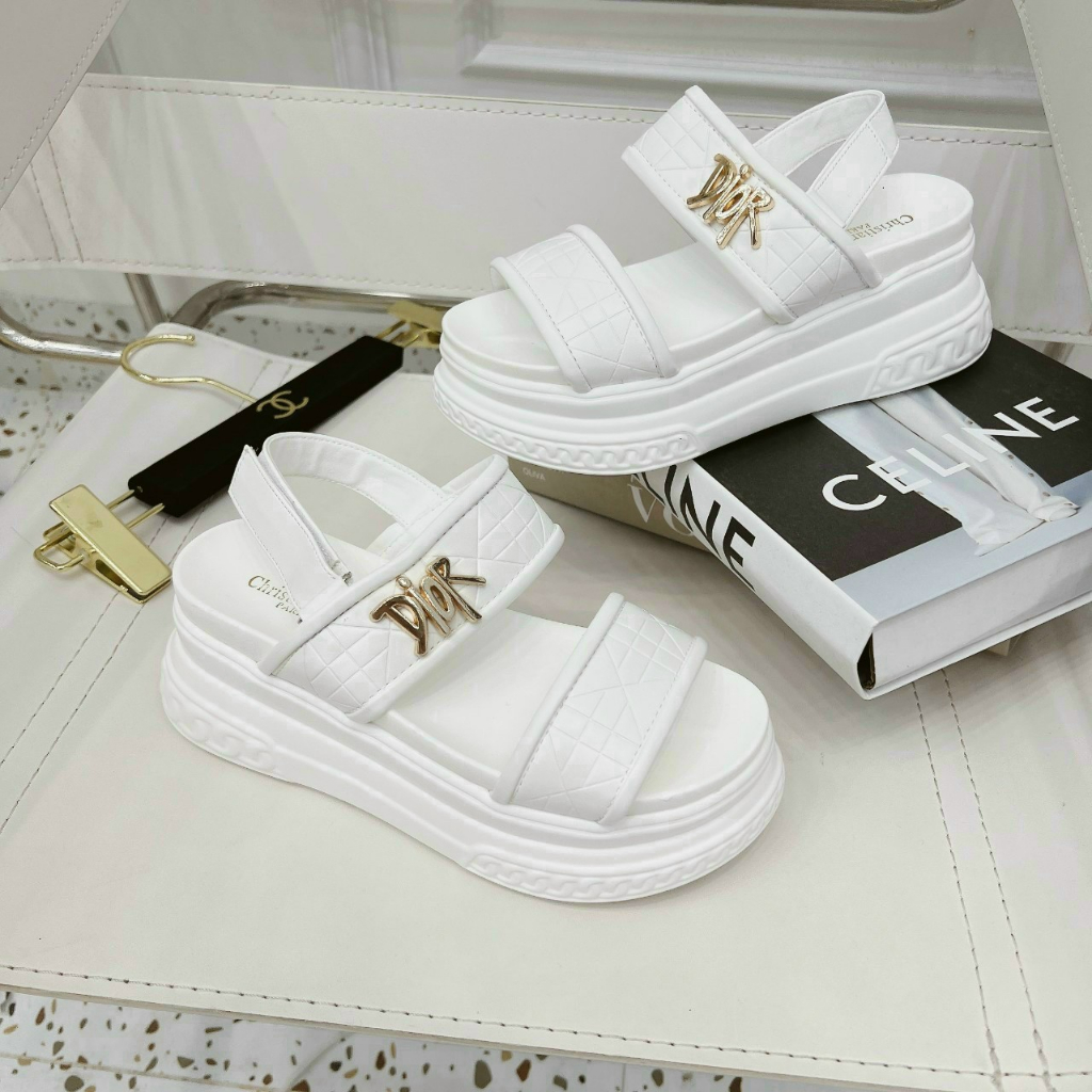 Giày xăng đan quai hậu nữ nâng đế hách dáng cao 7p siêu đẹp, sandal nữ quai da DIRO 2 cầu