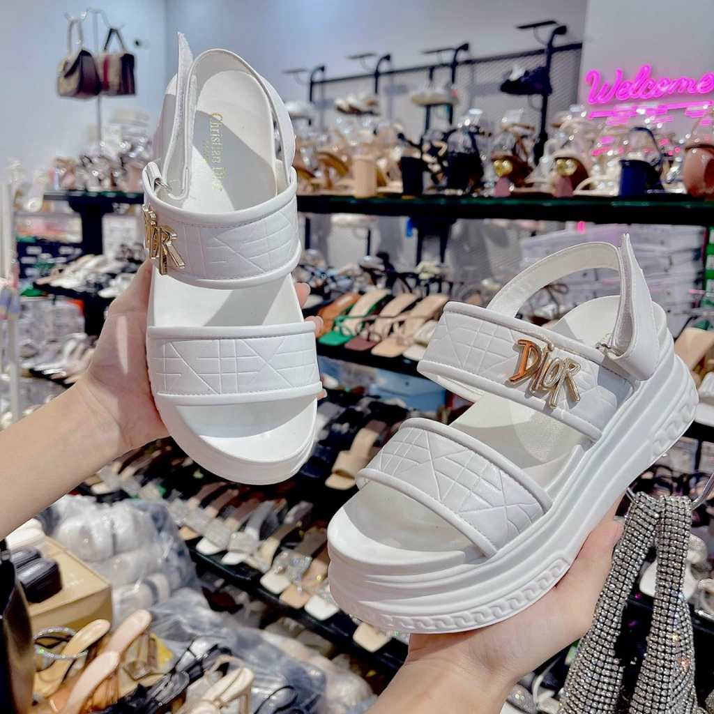 Giày xăng đan quai hậu nữ nâng đế hách dáng cao 7p siêu đẹp, sandal nữ quai da DIRO 2 cầu
