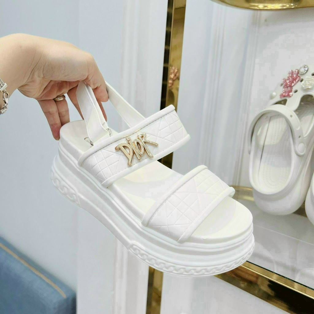 Giày xăng đan quai hậu nữ nâng đế hách dáng cao 7p siêu đẹp, sandal nữ quai da DIRO 2 cầu