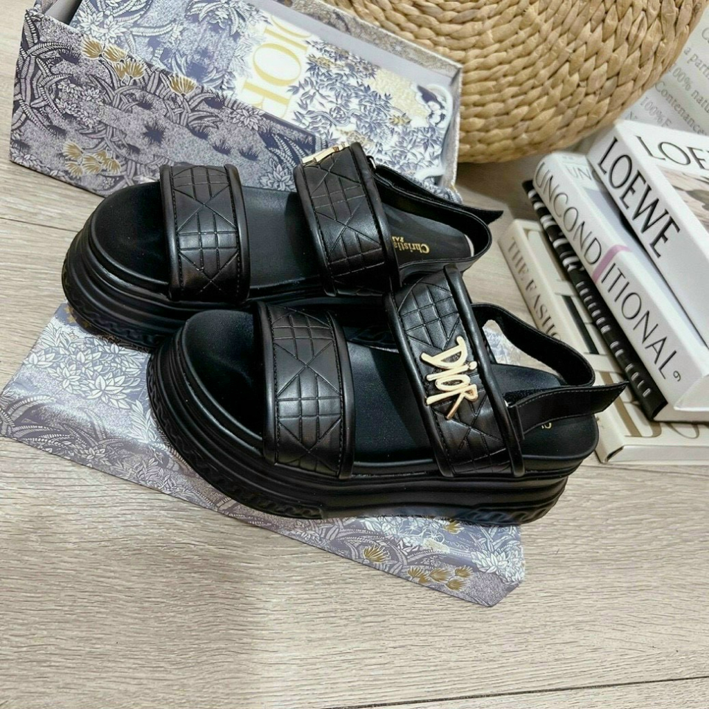 Giày xăng đan quai hậu nữ nâng đế hách dáng cao 7p siêu đẹp, sandal nữ quai da DIRO 2 cầu