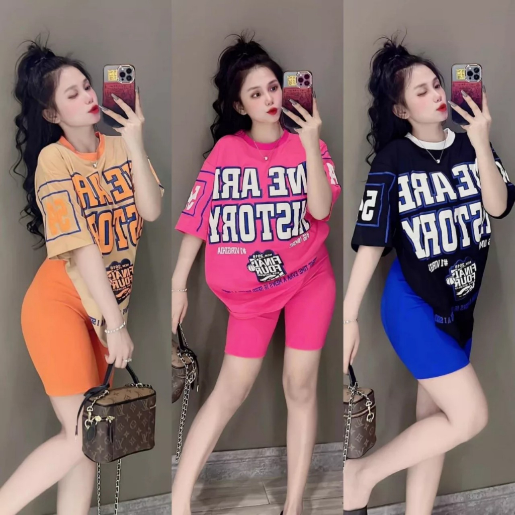 Set Lửng Gân Áo Cotton In Chữ WE ARE Bigsize Mặc Nhà