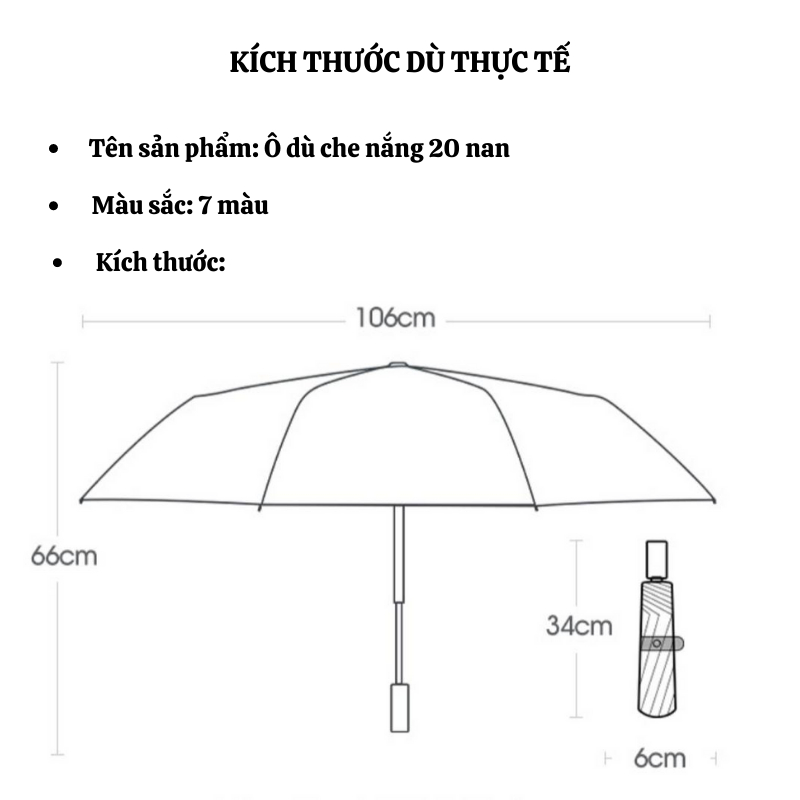 Dù Che Mưa NAMIKO 20 Nan Tự Động Chống Tia UV Cao Cấp