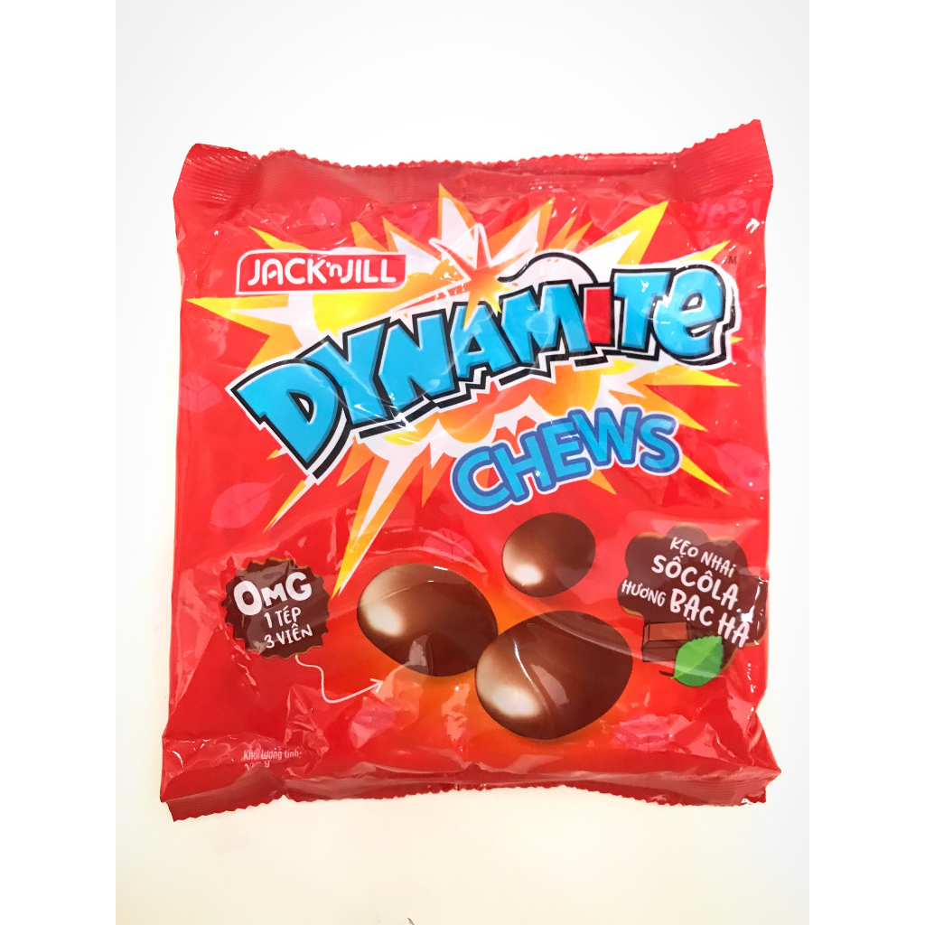 Kẹo Nhai đỏ chocolate 3 viên Hương Bạc Hà Dynamite Chews Choco Mint Candy (Gói 125g)