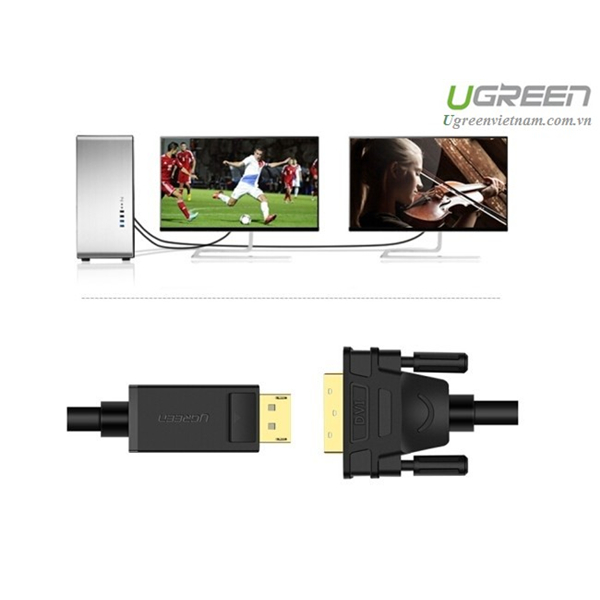 Cáp Displayport to DVI 24+1 Chính Hãng Ugreen 10221 10243 10242 DP103 màu đen