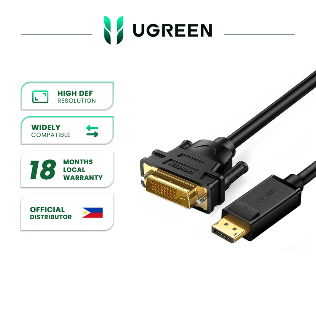 Cáp Displayport to DVI 24+1 Chính Hãng Ugreen 10221 10243 10242 DP103 màu đen