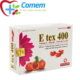 Vitamin E đỏ, dầu gấc, tinh dầu lô hội giúp đẹp da, giảm nám sạm da - Vỉ 30 viên [E Tex 400 Vỉ]