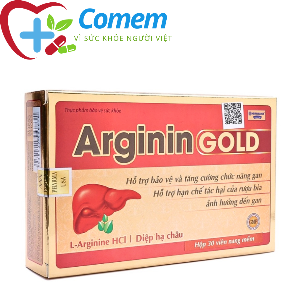Viên uống bổ gan thảo dược Arginin Gold giải độc gan, hạ men gan - 30 viên [Arginin Gold 30 viên]