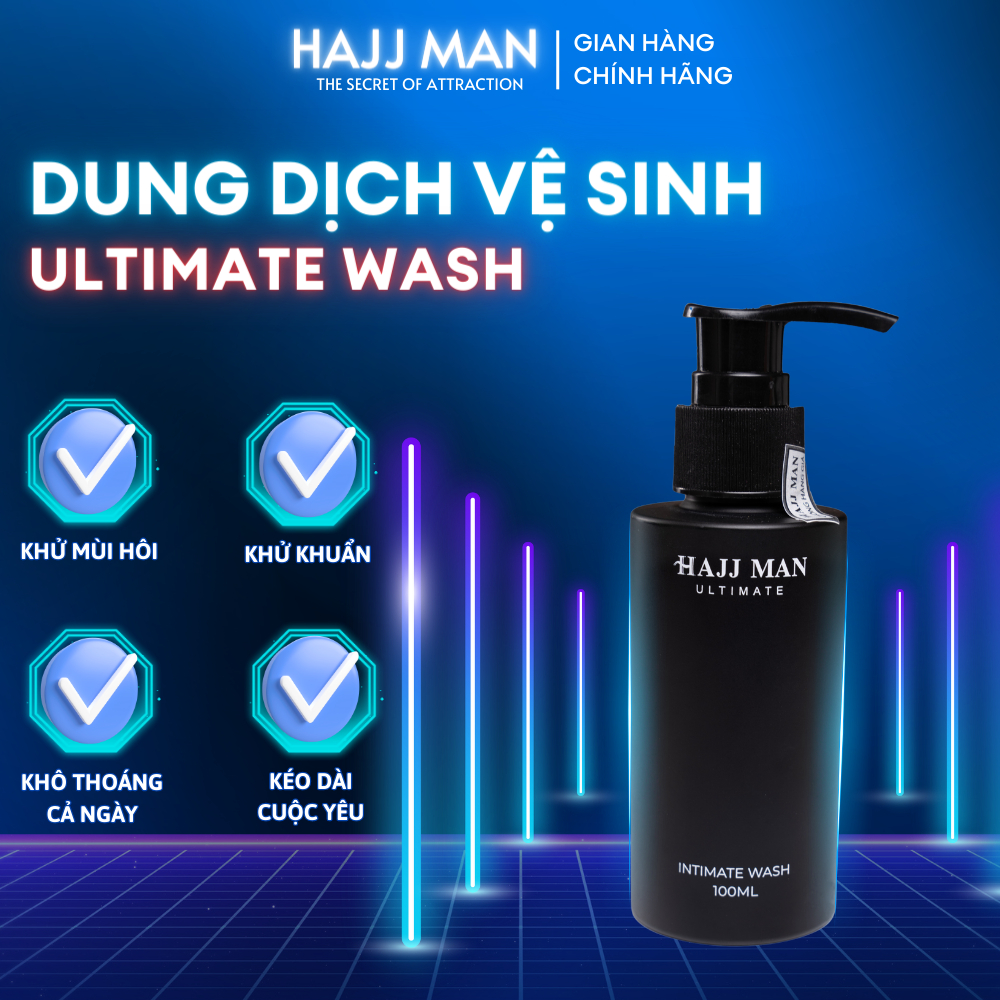 Bộ quà tặng nam - Sữa tắm gội 3 in 1 350ml & Sữa rửa mặt 100ml & Dung dịch vệ sinh nam hương nước hoa cao cấp HAJJ MAN