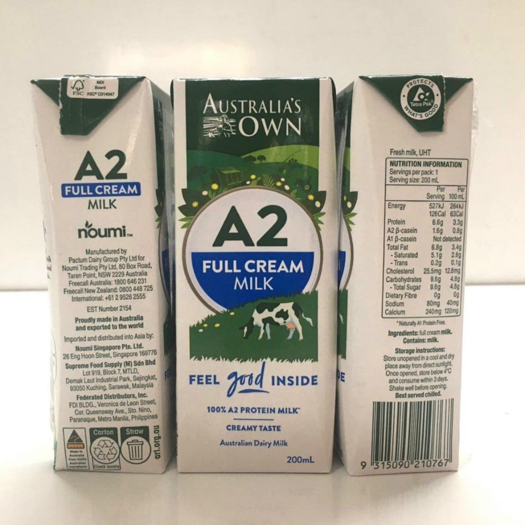 Lốc 6 Sữa Tươi Nguyên Kem ÚC Australia's Own A2 200ml x 6