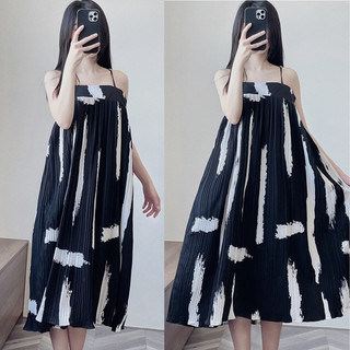 Đầm hai dây mùa hè họa tiết phong cách ulzzang đầm maxi nhuộm màu ngọt ngào thiết kế mới mùa hè cho nữ đầm maxi đi biển