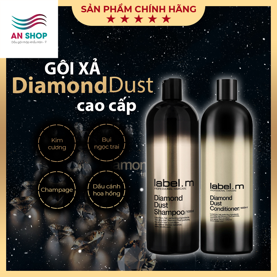 Dầu gội xả cao cấp phục hồi tóc hư tổn, tóc uốn nhuộm duỗi, combo dưỡng tóc mềm mượt Label.m Diamond Dust 1000ml