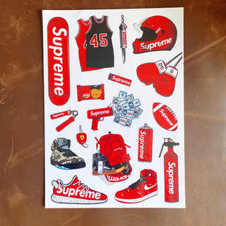 Sticker Supreme khổ A4 - Chất liệu PVC màng bóng chống nước