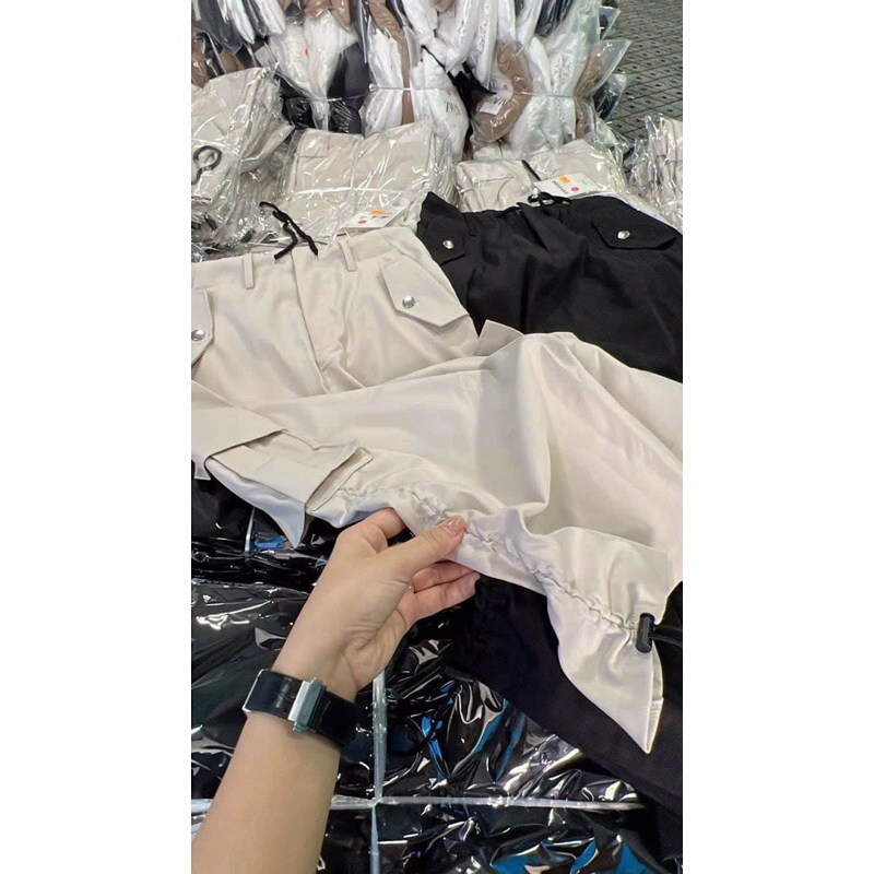 Chân váy rút sườn túi hộp mã mới hot hit siêu xinh , Chân váy dáng dài phối túi hộp dây rút siêu hot MS