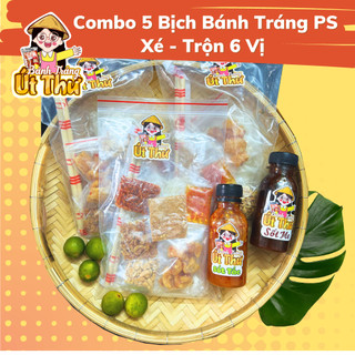 Combo 5 bịch Bánh Tráng Xé Trộn Ruốc Sate 6 Vị -Bánh tráng Út Thư