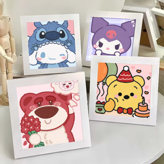 Bộ tranh đính đá 18x18cm tự làm kèm khung rèn luyện tính kiên trì, Bộ tranh gắn đá 5D DIY nhiều mẫu