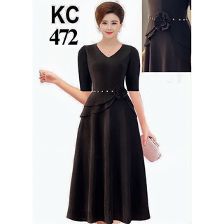 Đầm Trung Niên TATISSHOP Ôm Body Cho Mẹ, Đầm Nhũ Dáng Chữ A TATIS Sang Trọng Co Giãn Cực Tốt.