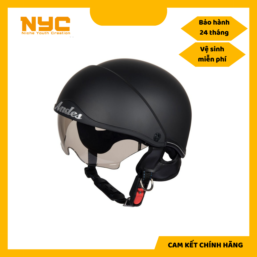 Mũ bảo hiểm nữa đầu kính âm Andes 139 chính hãng [GIÁ SỈ]
