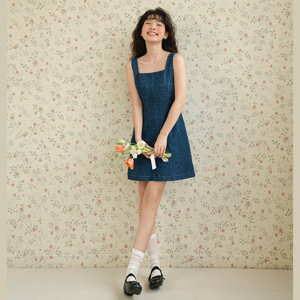 BLEUBIRD Váy denim dáng A Jeanie Dress