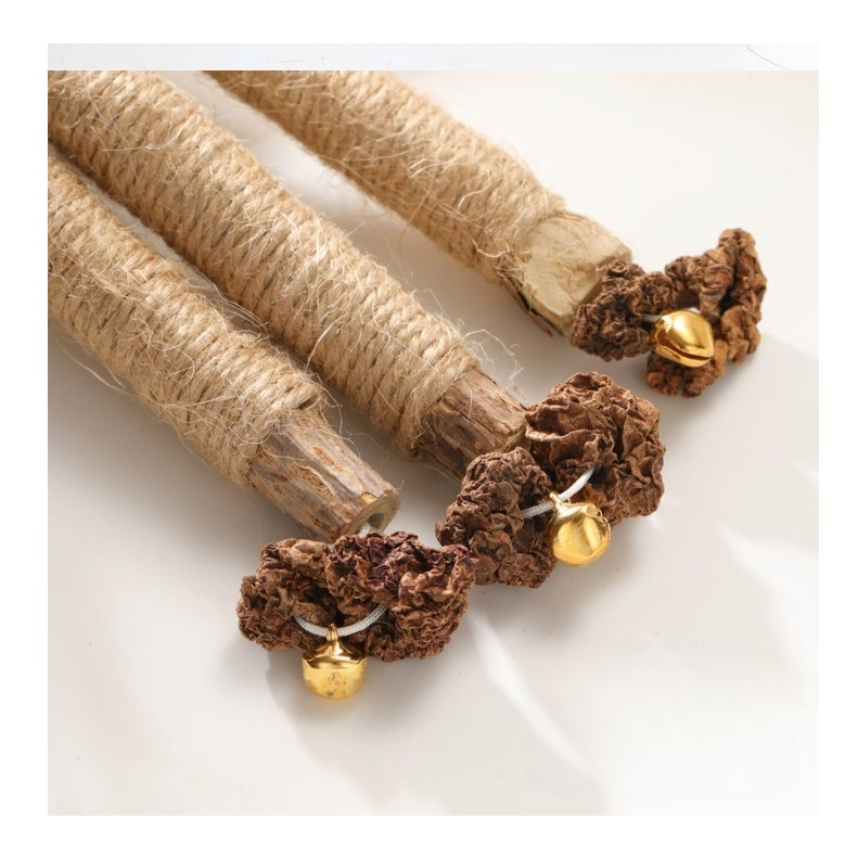 QUE GỖ CATNIP LÔNG GÀ CHO MÈO, CÓ CHUÔNG GIÚP MÈO MÀI RĂNG, SNACK MÈO