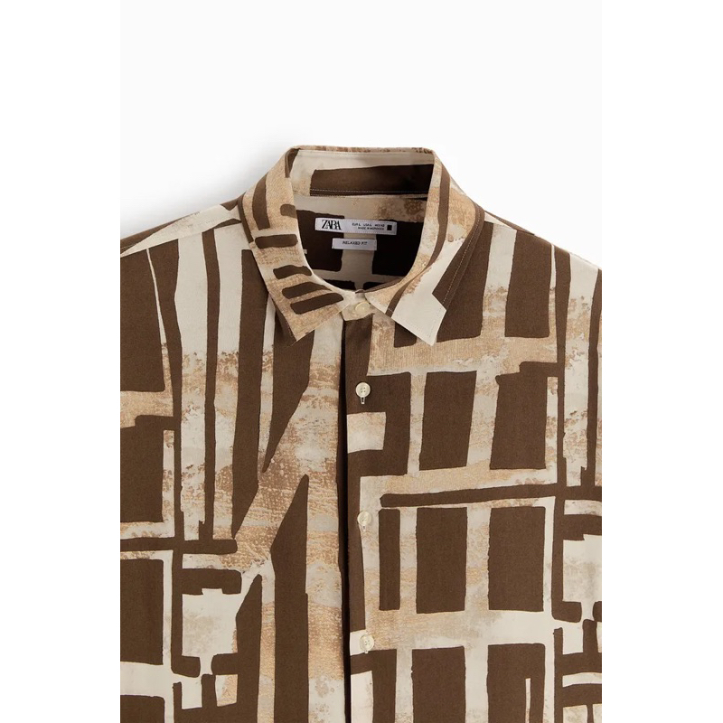 Áo sơ mi ngắn tay Zara authentic GEOMETRIC PRINT size S