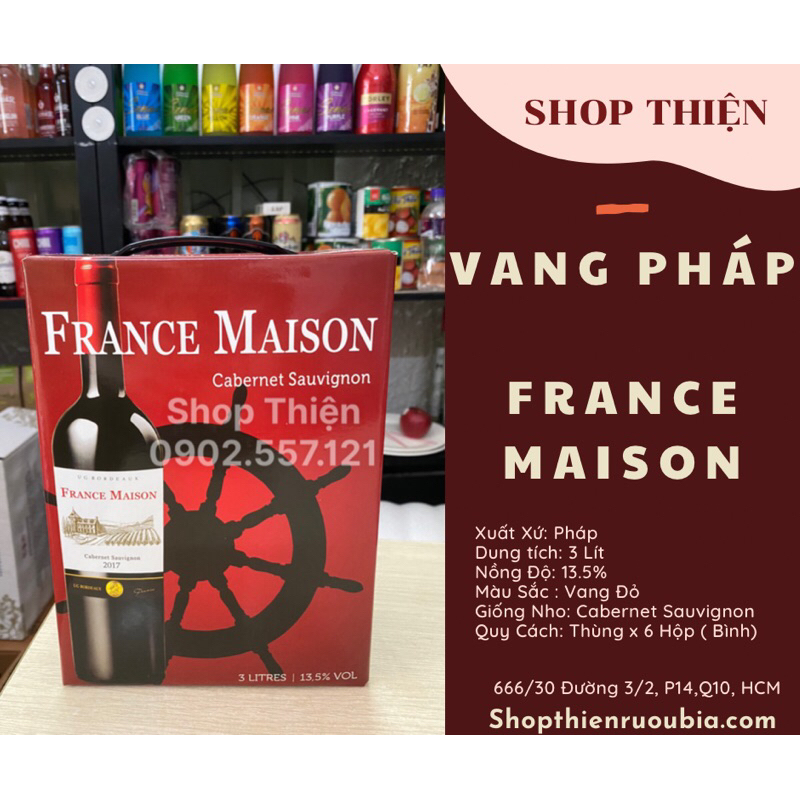 Vang Đỏ Pháp Bordeaux FRANCE MAISON 13.5% 3Lít-5Lít
