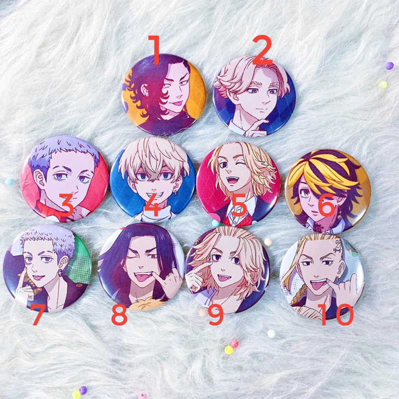 Huy hiệu Tokyo Revengers | Huy hiệu in theo yêu cầu Anime Tokyo Revengers | Mikey, Draken, Mitsuda, Baji, Chifuyu