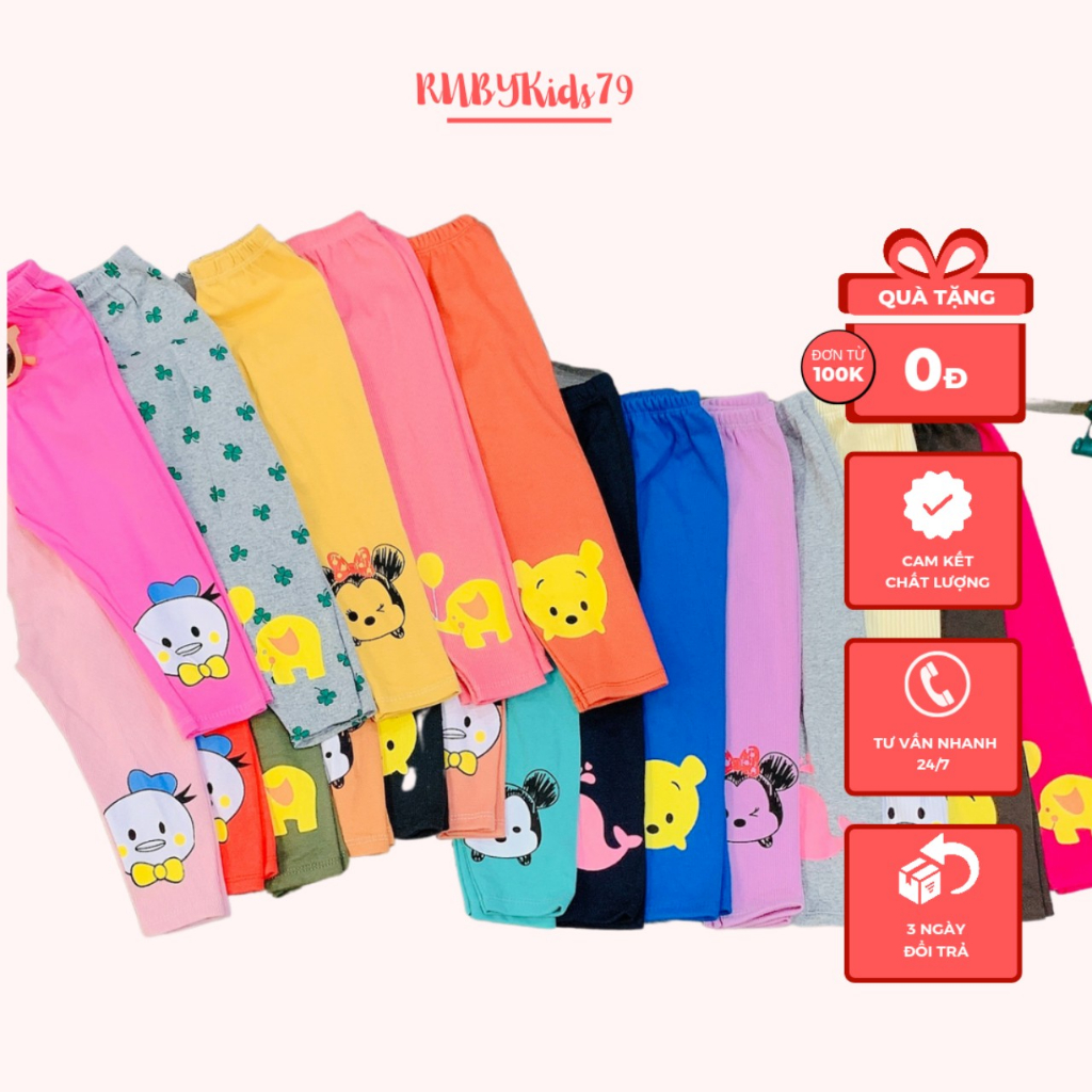 Quần legging cho bé gái, quần dài cho bé gái chất vải cotton combo 5 quần đáng yêu và xinh xắn - rubykids79