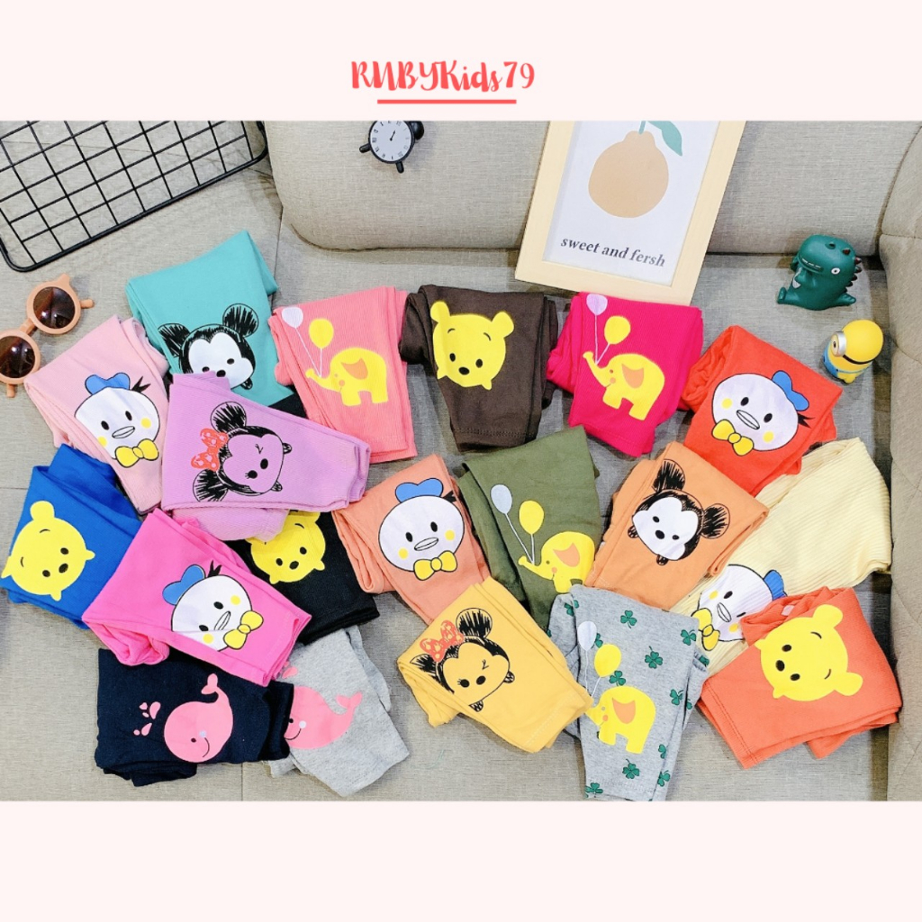 Quần legging cho bé gái, quần dài cho bé gái chất vải cotton combo 5 quần đáng yêu và xinh xắn - rubykids79