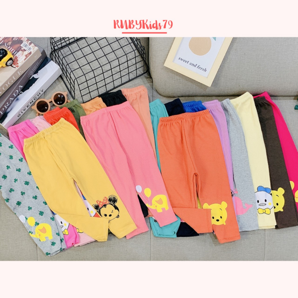 Quần legging cho bé gái, quần dài cho bé gái chất vải cotton combo 5 quần đáng yêu và xinh xắn - rubykids79