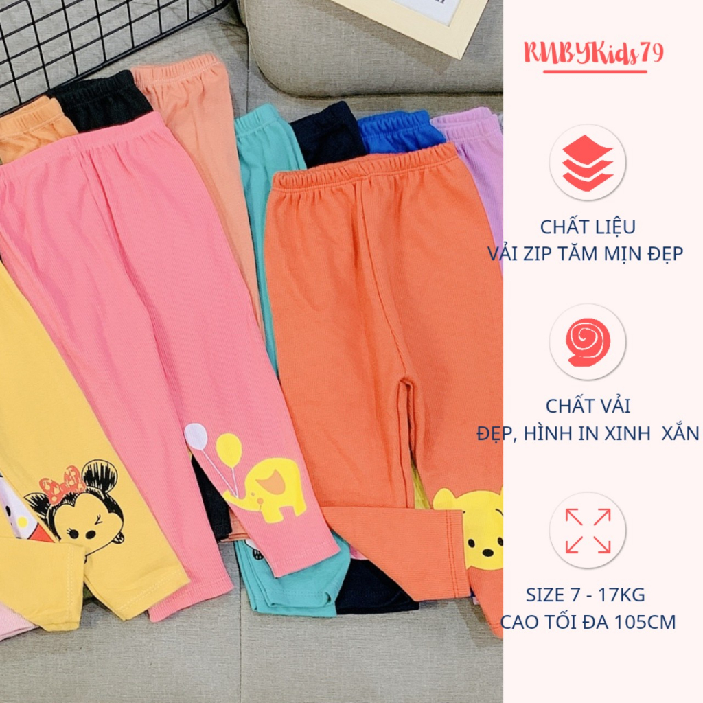 Quần legging cho bé gái, quần dài cho bé gái chất vải cotton combo 5 quần đáng yêu và xinh xắn - rubykids79