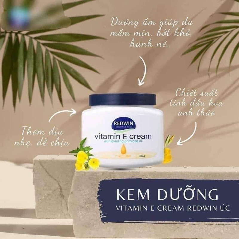 Kem dưỡng ẩm Vitamin E Redwin Úc 300g giúp làm mềm da, sáng da.