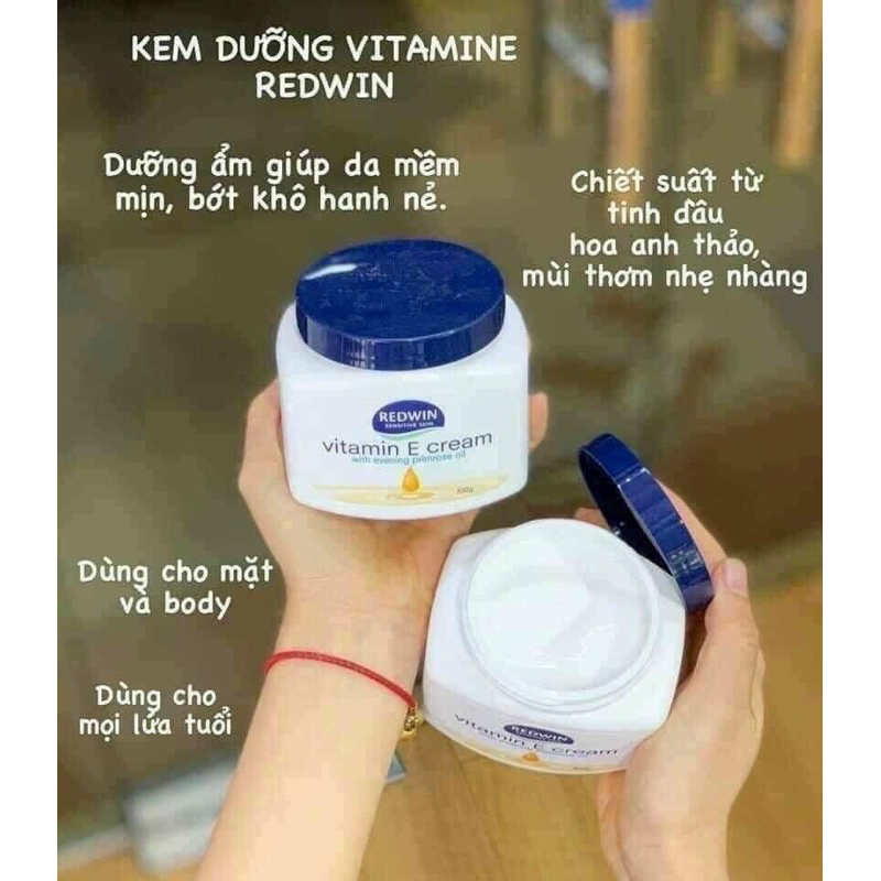 Kem dưỡng ẩm Vitamin E Redwin Úc 300g giúp làm mềm da, sáng da.
