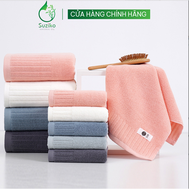 Khăn mặt cotton cao cấp mềm mại, thấm hút. Khăn mặt khô dịu nhẹ với làn da kích thước 33x74cm Suziko K10