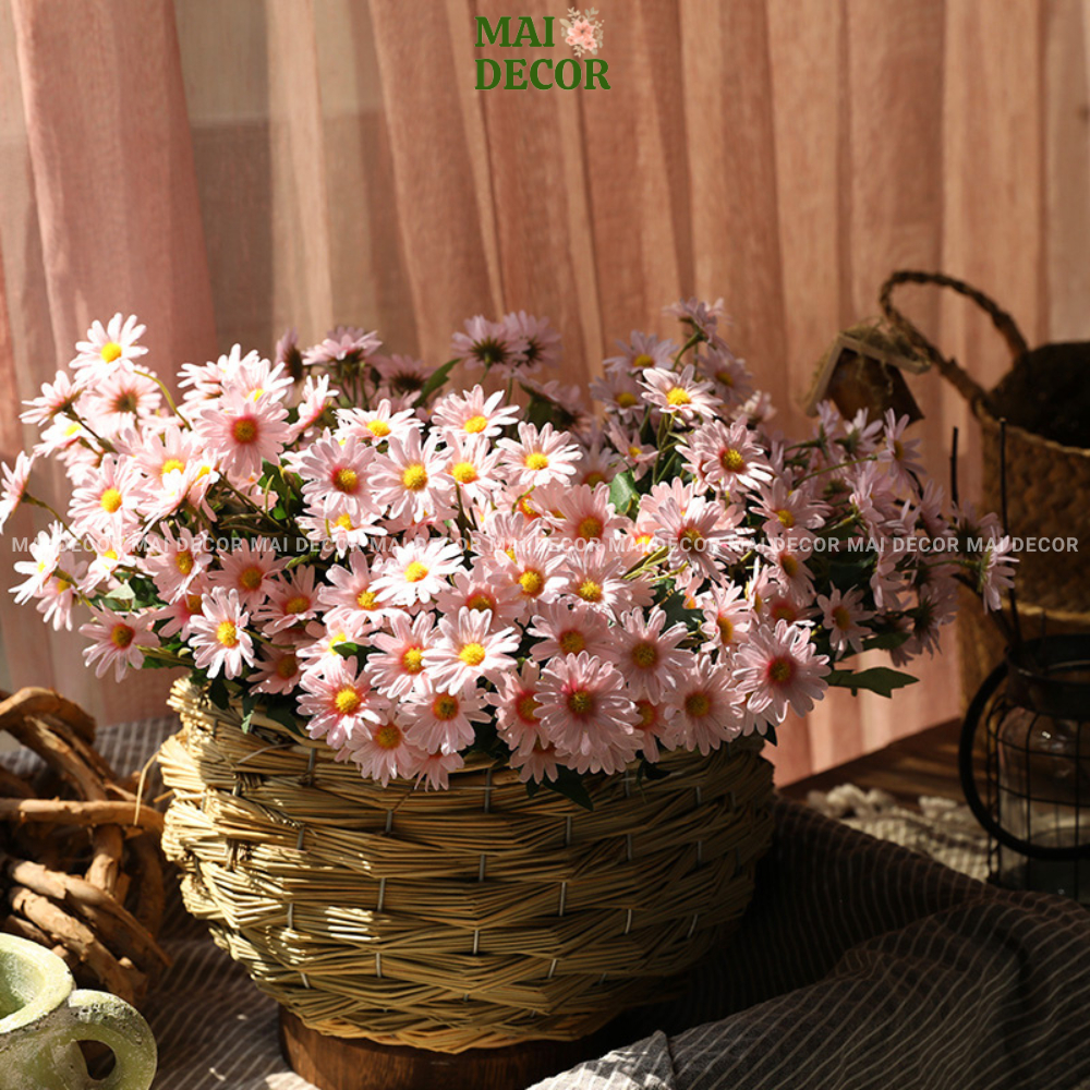 Hoa cúc họa mi, bó hoa cúc Daisy chụp ảnh, hoa giả để bàn trang trí nhà cửa - Mai Decor