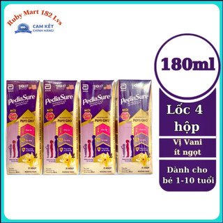 Lốc 4 hộp sữa pha sẵn pediasure vani ít ngọt 110ml/180ml