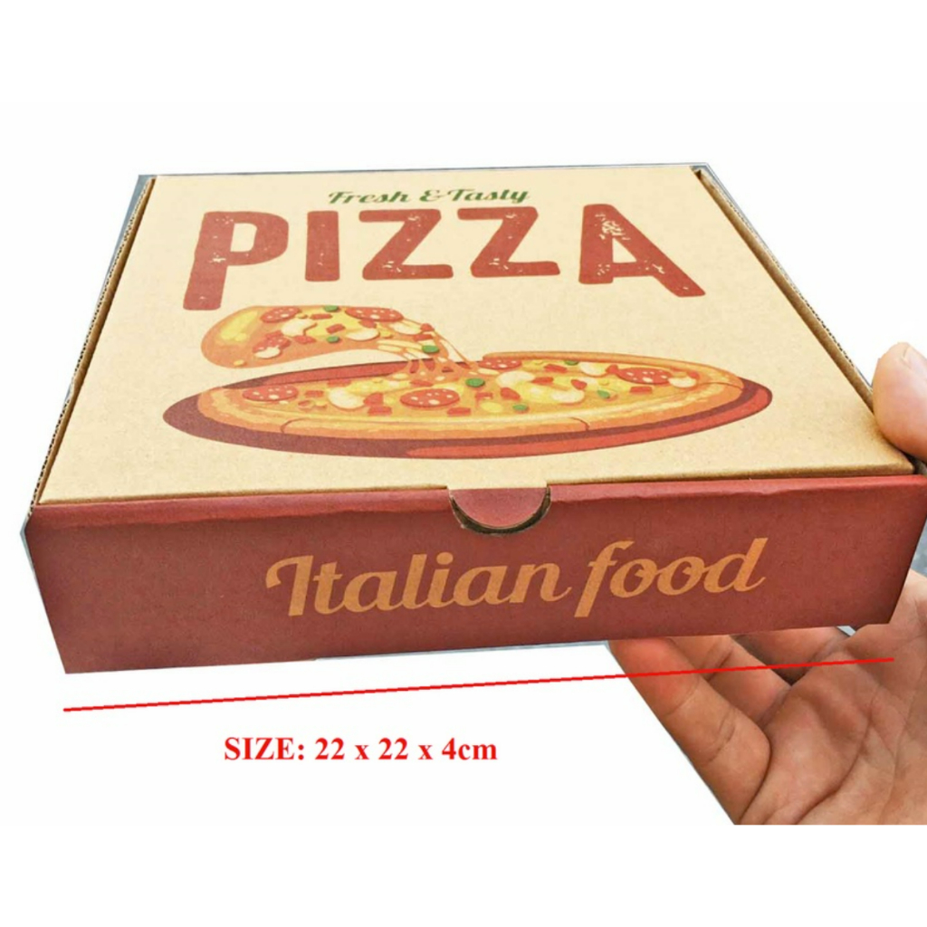 HỘP ĐỰNG PIZZA - In màu - dày dặn - kích thước 16cm, 18cm, 20cm, 22cm, 24cm, 26cm
